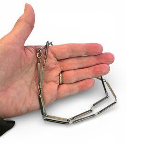 Italian Sterling Triangle Link Necklace | 70s Modernist Bold! Vintage.